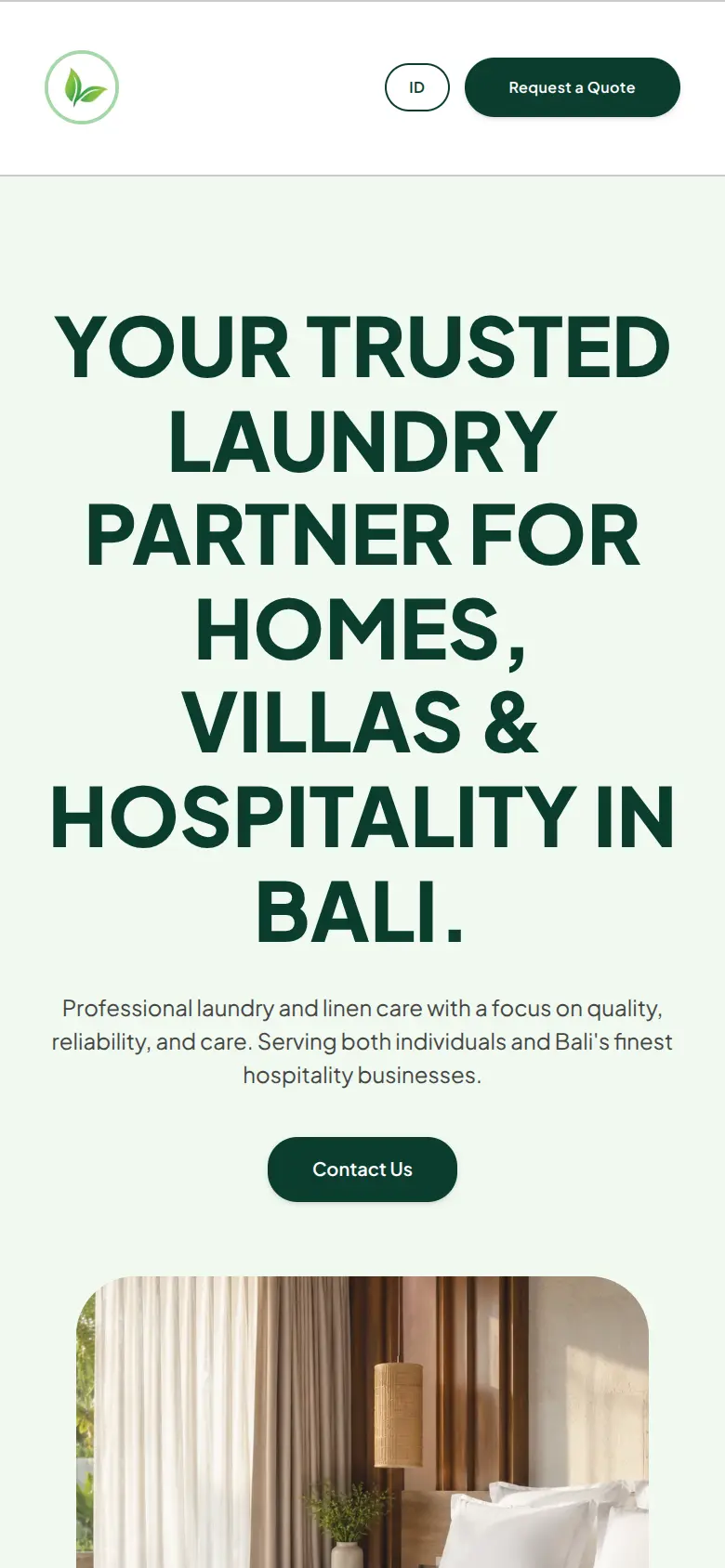 Greenleaf Laundry Bali on mobile